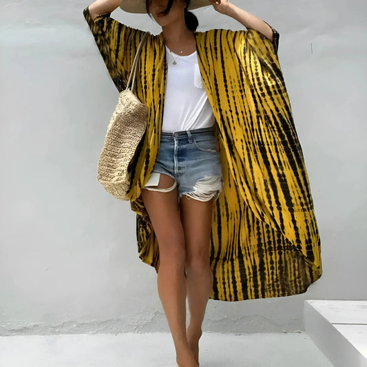 Giallo Kimono da Spiaggia a Righe