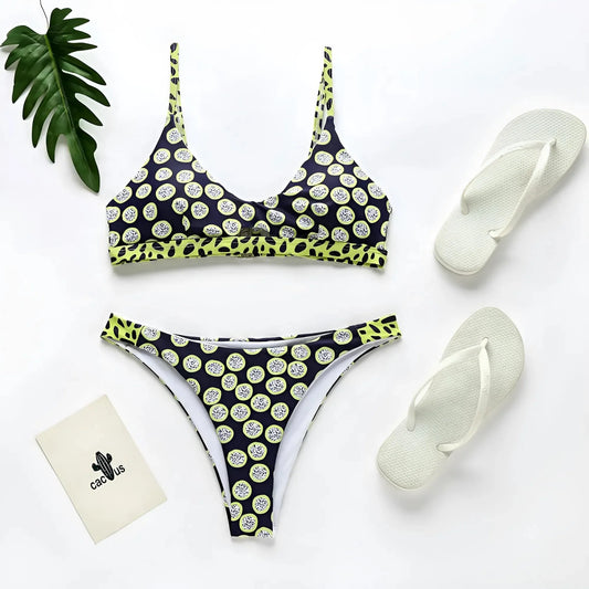 Giallo Costume da bagno a due pezzi con motivo